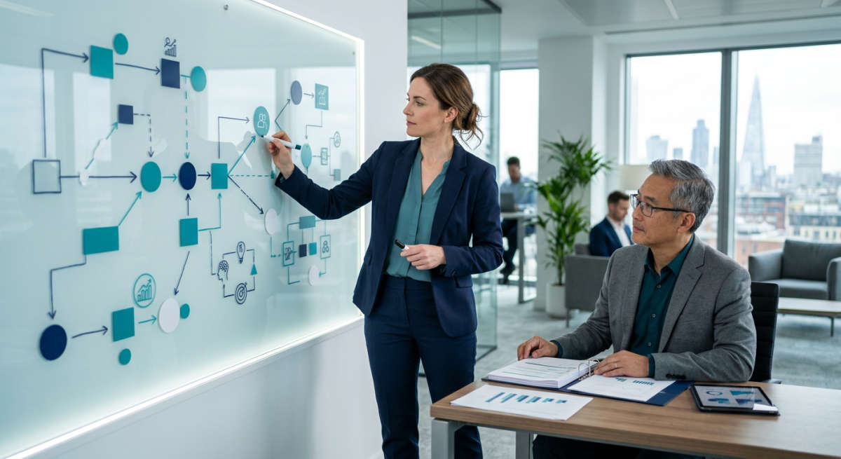 Professional creating a leadership development plan from feedback