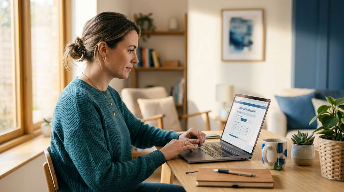 Person completing a free online psychometric test on a laptop